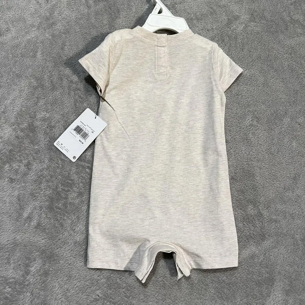 Nike Romper One Piece Infant 9M Heather Gray Big Swoosh Logo Baby Bodysuit